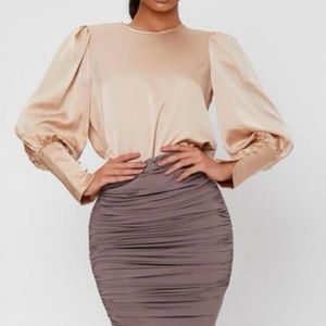 Button up sleeved satin blouse